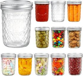Yeboda 779675519291 16 Oz Mason Jars Wide Mouth Canning 12 Pack Glass With Clear