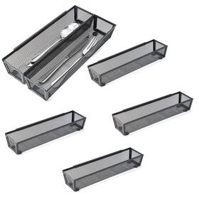 Yfeen 745678547760 6 Pack Black Silverware Drawer Organizer Kitchen Utensil Cutlery Tray