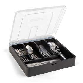 Yicochi 091661131683 Utensil Holder For Countertop With Lid Plastic Silverware Tray Drawer 5