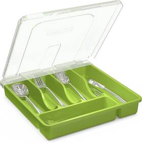 Uh-828 Yicochi Utensil Holder For Countertop With Lid Plastic Silverware Tray Drawer G