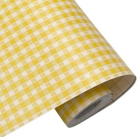 302101 Yifely Yellow White Checkered Plaid Furniture Paper Self-adhesive 17.7 Inch 9.8 Feet