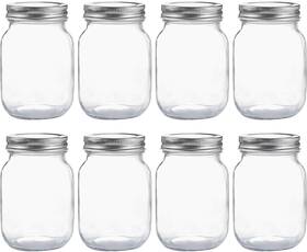 Yingerhuan 757347190887 Glass Regular Mouth Mason Jars 16 Oz Clear With Transparent