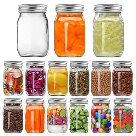 Yingerhuan 757347192508 Glass Regular Mouth Mason Jars 16 Oz Clear Ounces