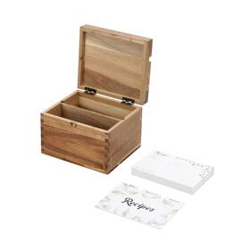 Yith00401 Yinshco Wooden Recipe Box With Cards And Dividers Acacia Wood An