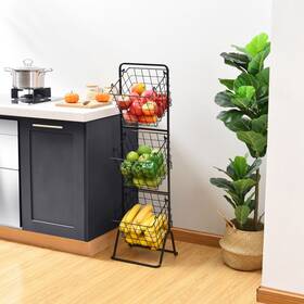 Yjtonwin 966234731625 3-tier Metal Wire Storage Basket Stand With Removable Yjtonwin 966234731625 3-tier Metal Wire Storage Basket Stand With Removable