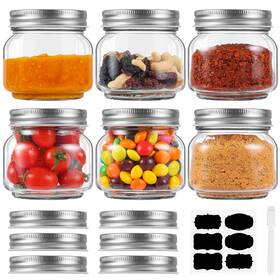 Yl-mj002 Yl-esh 6 Pack Small Mason Jars With Labels 8 Oz Glass Silver