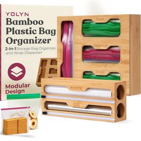 Yln-zlorg1.2 Yolyn Bamboo Kitchen Storage Bag Organizer Drawer With Foil Dispenser B Yln-zlorg1.2 Yolyn Bamboo Kitchen Storage Bag Organizer Drawer With Foil Dispenser B