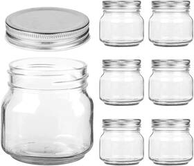 Yomarket 783914825630 Small Mason Jars Regular Mouth - 8 Oz Clear Glass With Silver 6 Pack