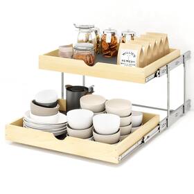 Tier20 Yorking 2 Tier Pull Out Cabinet Organizer 20 Inch W X 21 D Wooden Slide Tier20 Yorking 2 Tier Pull Out Cabinet Organizer 20 Inch W X 21 D Wooden Slide