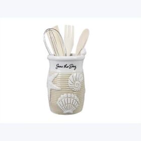 61507 Youngs Inc Ceramic Beach Boho Shell Design Tool Holder With 4 Tools