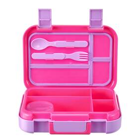 Yz5410012964400 Your Zone 3 Packs Plastic Bento Box With 4 Compartments Pink