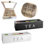 Yov886380 Compartment Wooden Tea Box Glass Top Lid Sugar Cover Container