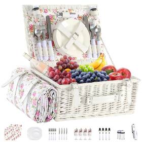 Ypshuye 795850901125 Picnic Basket For 4 Persons Willow Weaving Set With Cooler I... Fast Ship