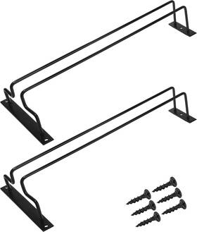 Yqboom 723496583955 15.7 Inch Wine Glass Rack Under Cabinet 2pcs Shelf 2 Pcs Black