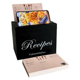 Yukinolullabye 750656115800 Vintage Recipe Box With Double Slots Wooden Holder Organizer