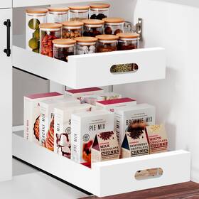Yu1003 Yumitrek Pull Out Cabinet Drawer Organizer 2 Pack Adhesive Slide Shelves