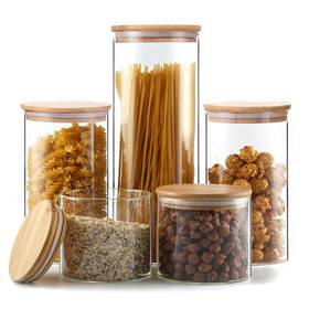 Fd-ep-230201-1067 Yuncang Glass Storage Jars Set Of 5 Clear Food Containers Wit Fd-ep-230201-1067 Yuncang Glass Storage Jars Set Of 5 Clear Food Containers Wit