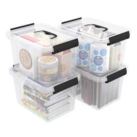 8001-ay4 Yuright 4 Pack Lidded Storage Bins 6 Quart Latch Container Box With Handle