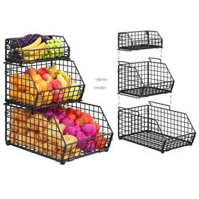 Hc-sc-sgl3-us Yuzehuaza 3-tier Fruit Basket For Kitchen 9.8 X 16.5 Inches Black