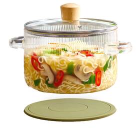 Ls1138 Yvsay Glass Cooking Pot And Pan Set With Lid - 1.5 Liter Heat Resistant Borosilica