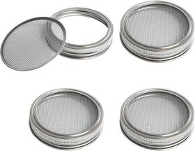 Rx-200 Yymobt 4 Pack Mesh Strainer Jar Stainless Steel Sprouting Jars Mason 86mm Silver
