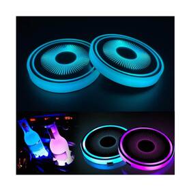 Z-onemart 749782584215 2pcs Led Car Cup Holder Lights Light Up Coasters For Holders 7 Color