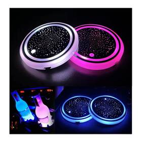 Z-onemart 749782584376 2pcs Led Car Cup Holder Lights Light Up Coasters For Holders 7 Color