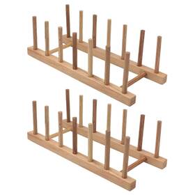 Z Zicome 666354802716 Set Of 2 Bamboo Wooden Dish Rack Plate Stand Pot Lid Holder Kitchen Cabi