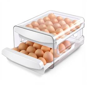 Jd-001 Zagtag Egg Holder For Fridge 2-tier Stackable 40 Eggs Organizer Clear White Jd-001 Zagtag Egg Holder For Fridge 2-tier Stackable 40 Eggs Organizer Clear White