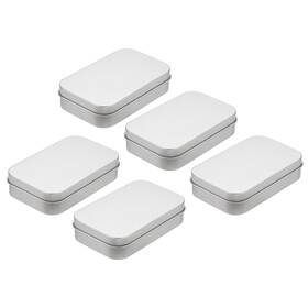 Zaplyte 634149371747 5pcs Metal Tin Box Containers 3.7x2.4x0.9 Inch Portable Storage Silver