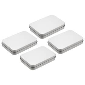 Zaplyte 634149371907 4pcs Metal Tin Box Containers 4 Inch X2.8 X0.8 Portable Storage Silver