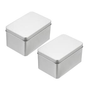 Zaplyte 634149371969 2pcs Metal Tin Box Containers 4.2x2.8x2.4 Inch Portable Storage Silver
