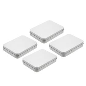 Zaplyte 634149371990 4pcs Metal Tin Box Containers 4.5x3.4x0.9 Inch Portable Storage Silver