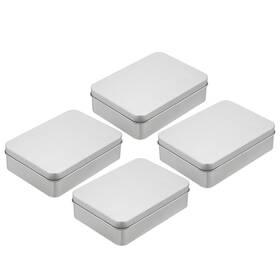 Zaplyte 634149372034 4pcs Metal Tin Box Containers 4.9x3.5x1.4 Inch Portable Storage Silver