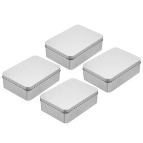 Zaplyte 634149372058 4pcs Metal Tin Box Containers 4.9x3.5x1.6 Inch Portable Storage Silver