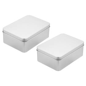 Zaplyte 634149372065 2pcs Metal Tin Box Containers 4.9x3.5x1.9 Inch Portable Storage Silver