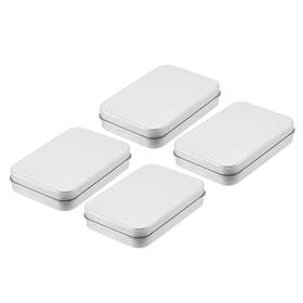 Zaplyte 634149372256 4pcs Metal Tin Box Containers 3.4x2.4x0.7 Inch Portable Storage Boxes Silver