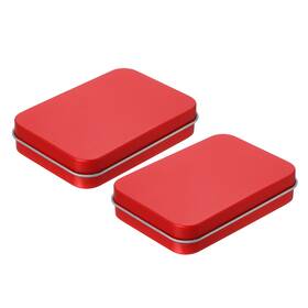 Zaplyte 634149372263 2pcs Metal Tin Box Containers 3.4x2.4x0.7 Inch Portable Storage Red