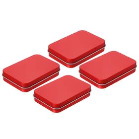 Zaplyte 634149372270 4pcs Metal Tin Box Containers 3.4x2.4x0.7 Inch Portable Storage Red