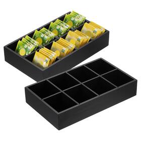 Zaplyte 679134552800 Tea Bag Organizer 8 Compartments Pine Wood Box With Handle Black
