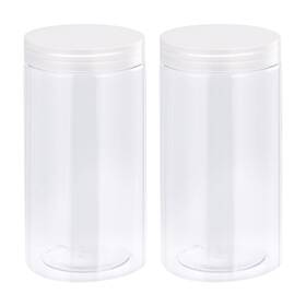 Zaplyte 724708361187 34oz 1000ml Round Plastic Jars With Transparent Screw Top Lid For Storage 2pcs