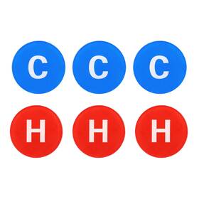 Zaplyte 745060086518 Self Stick C/h Water Label 3 Pairs/6 Pack Round Shape Hot/cold Signs Red/blue