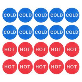 Zaplyte 786527632480 20pcs Hot Cold Water Sticker Label Sign White Red Blue 1 Inch X 0.08