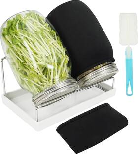 Ag-sk001t Zeato Sprouting Jar Kit Seed Sprouter Set For Growing Broccoli Alfalfa Mung Bea