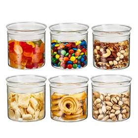 0015270 Zens 17oz Glass Food Storage Jars Set Of 6 Clear Canisters With Ai