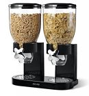 Zevro Dual Counter Top Cannister Dry Food Dispenser Cereal Keeper Server Portion Black 706177103390 Zevro Dual Counter Top Cannister Dry Food Dispenser Cereal Keeper Server Portion Black 706177103390