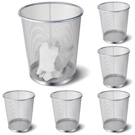 Lay-zeyune-9 Zeyune 6 Pack Silver Office Trash Can Bulk Mesh 4 Gallon Metal Wire Lay-zeyune-9 Zeyune 6 Pack Silver Office Trash Can Bulk Mesh 4 Gallon Metal Wire