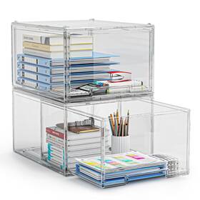 Zxn8118 Zhaixiaonian 2 Packs Plastic Stackable Storage Drawers Clear Desktop Drawer Organizers Zxn8118 Zhaixiaonian 2 Packs Plastic Stackable Storage Drawers Clear Desktop Drawer Organizers