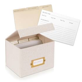 24-051b Zicoto Beautiful Linen Recipe Box Set - Incl. 50x 4x6 Inch Cards And Matching