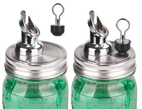 Zihenryda 750110865487 Free Flow Spout For Mason Jar Regular Mouth Size 70mm Lid